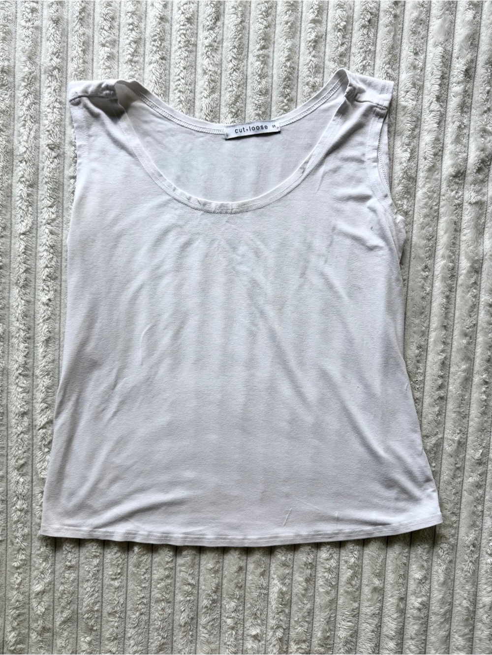 Cut Loose Women's White Sleeveless Scoop Neck Tank Top Cotton S Regular